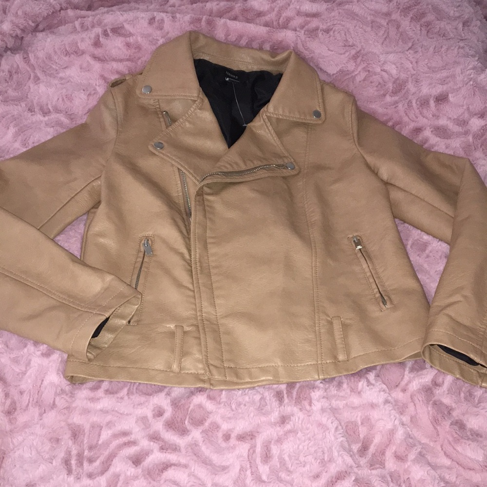 Tan brown faux leather jacket